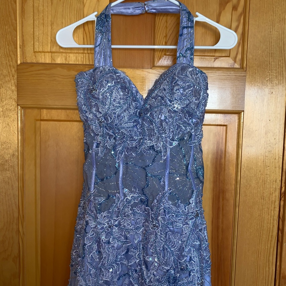 Jovani Periwinkle prom dress with glitter size 8